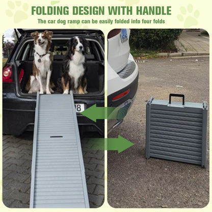 Folding Portable Pet Stair Ramp Non-Slip Rug Surface Dog SUV & Truck Ramp Pet Ramp Stairs for Medium & Large Dogs Get Into A Car