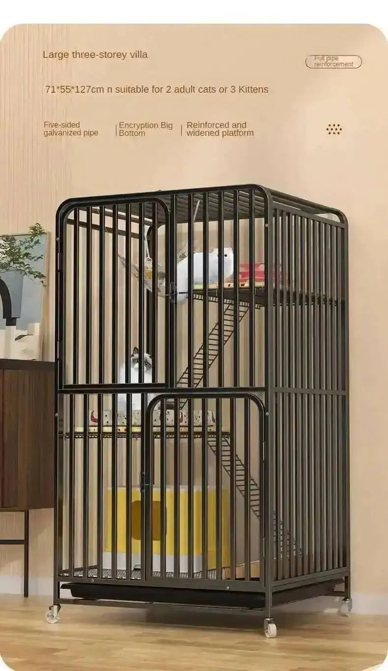 Large Activity Modern Iron Square Tube Mesh Cat Cat Cages Creative Pet Villa Luxury Cat Free House Space House Pet Supplies