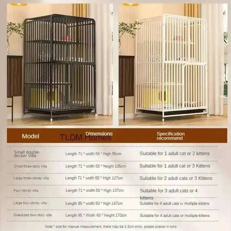 Large Activity Modern Iron Square Tube Mesh Cat Cat Cages Creative Pet Villa Luxury Cat Free House Space House Pet Supplies