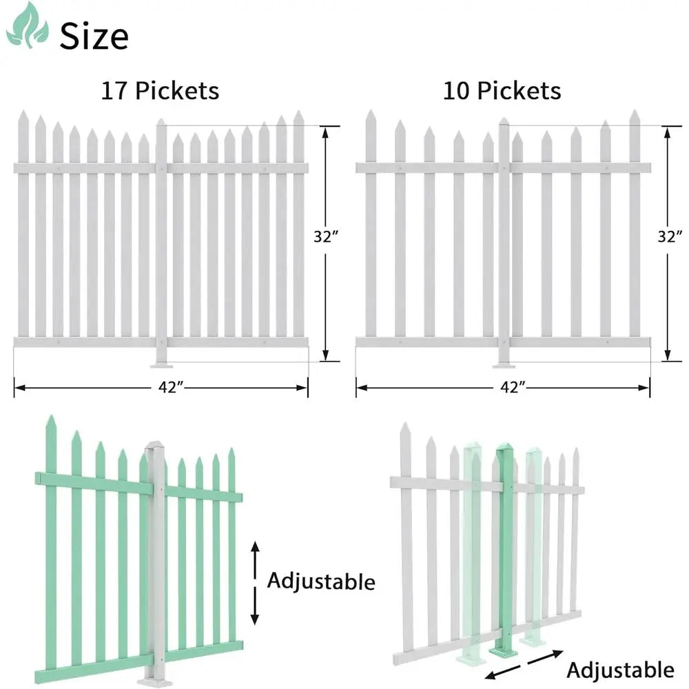 White Vinyl Scalloped Picket Fence Panels, 84 Long x 32 High, 20 Pickets for Outdoor Garden or Yard Decoration