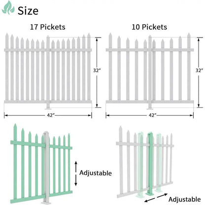 White Vinyl Scalloped Picket Fence Panels, 84 Long x 32 High, 20 Pickets for Outdoor Garden or Yard Decoration