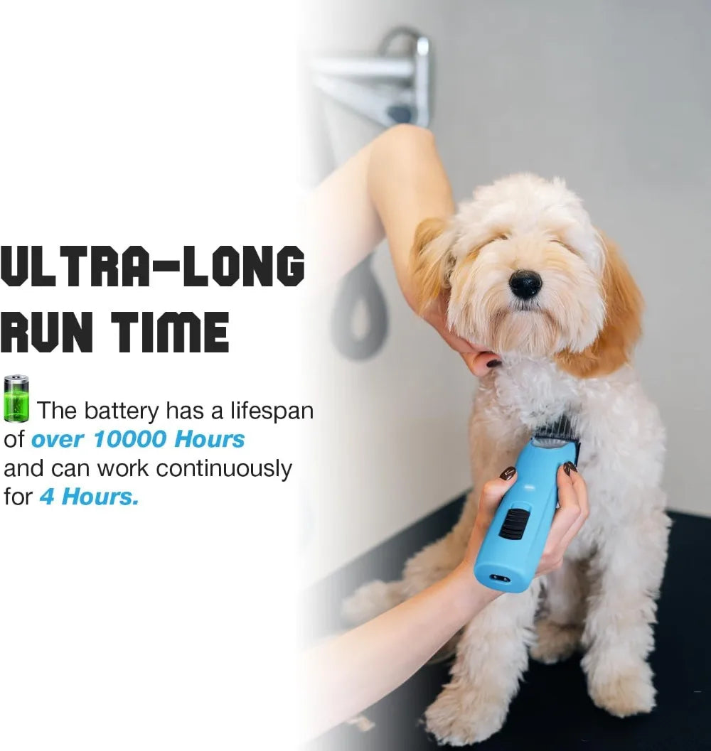 Professional Cordless Pet Clippers for Thick Matted Coats. 2-Speeds and Low Noise.