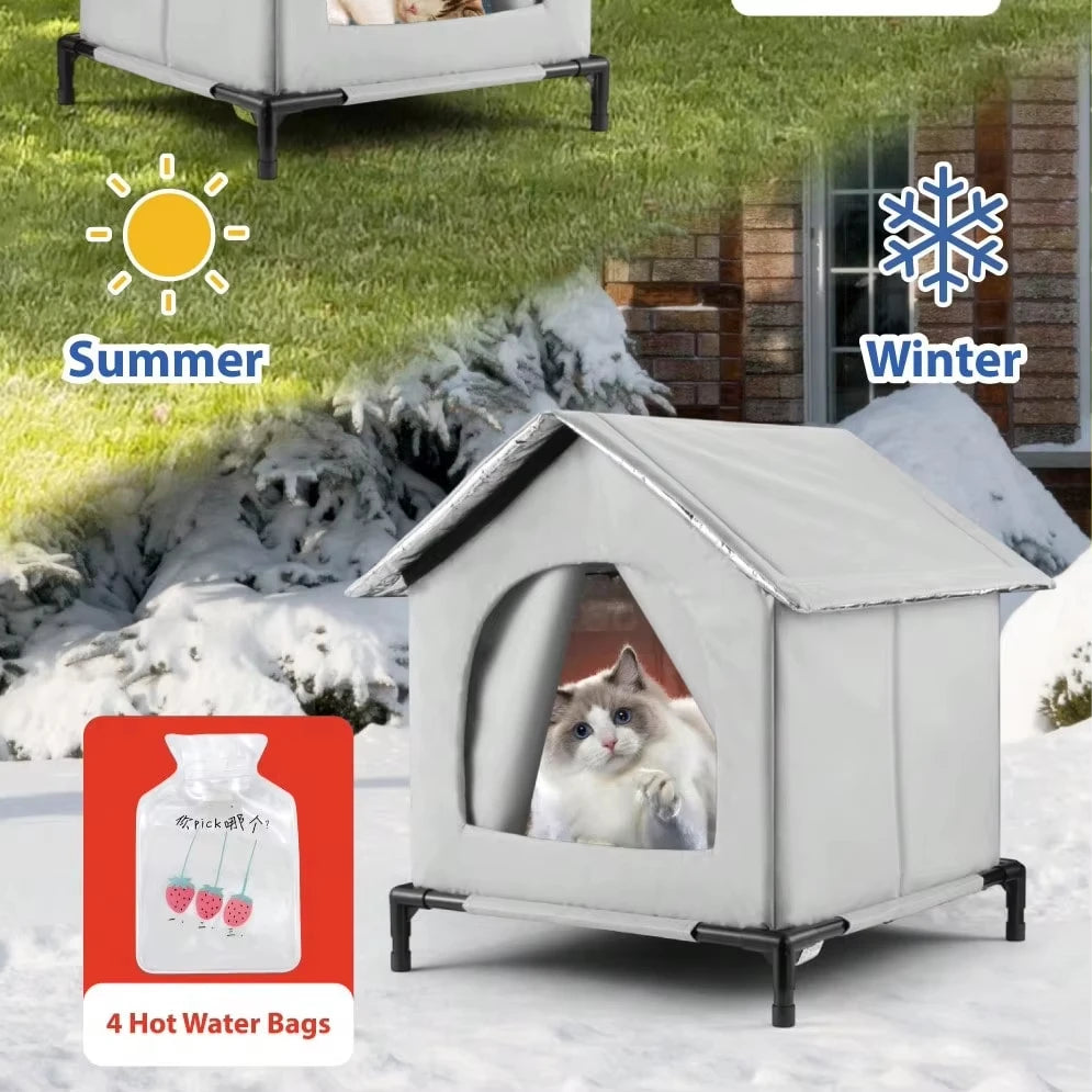 Stray Cat Houses with Mat Waterproof Shelter