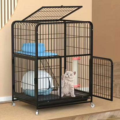 Black Square Tube Dog Cage Extra Large Free Space Pet Cat House Indoor Cat Houses For Small And Medium-Sized Cat Households