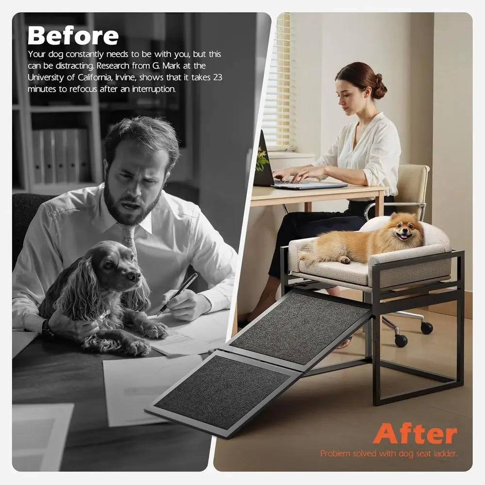 Anti-Slip Dog Stairs for High Beds, Wide Seat Chairs for Small Puppies, Metal Steps for Easy Bed Access, Window Couch for Dogs,