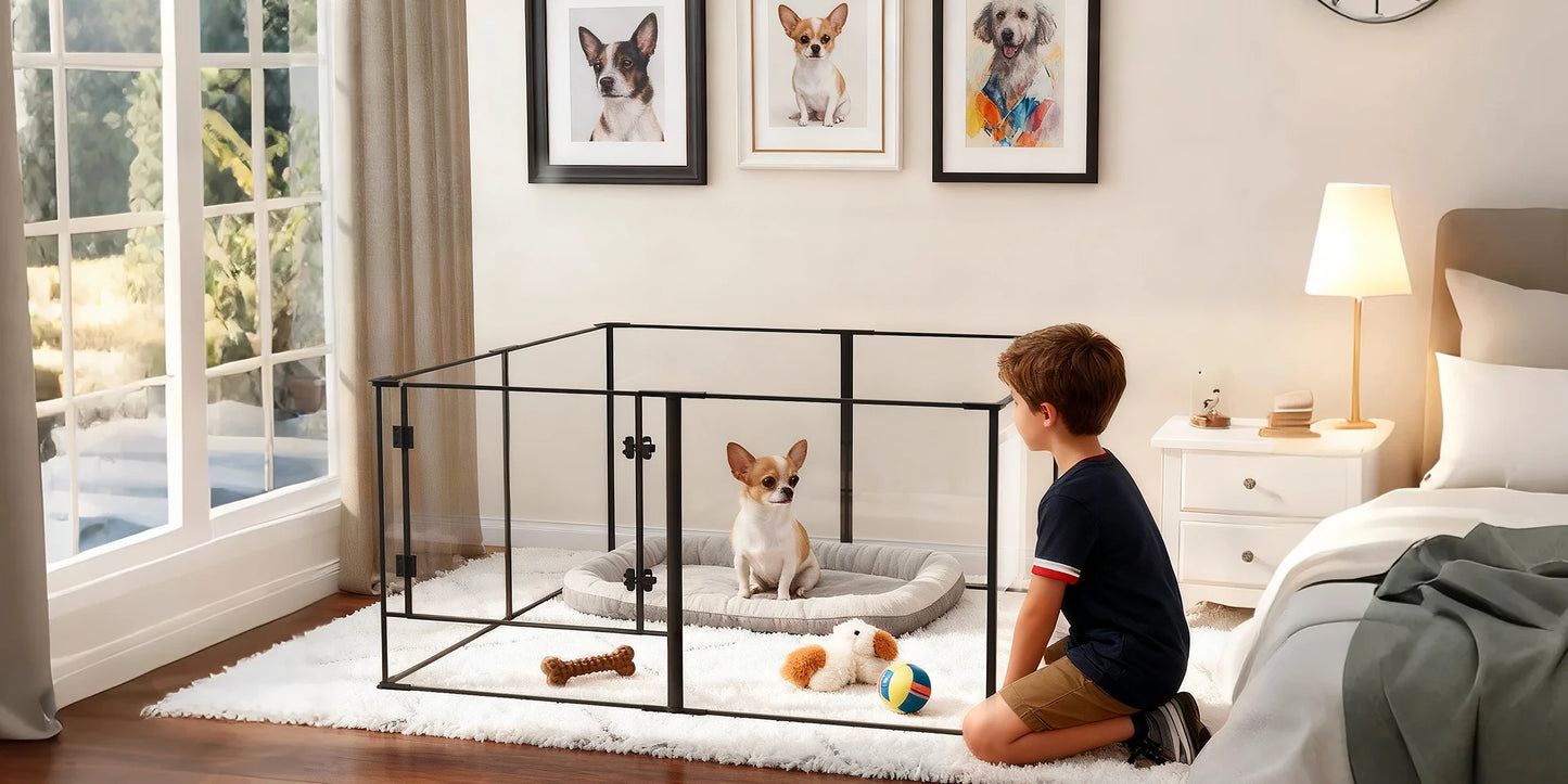 Large Acrylic Indoor Pet Playpen Enclosure Cage Fence Pet Whelping Box Full Visibility