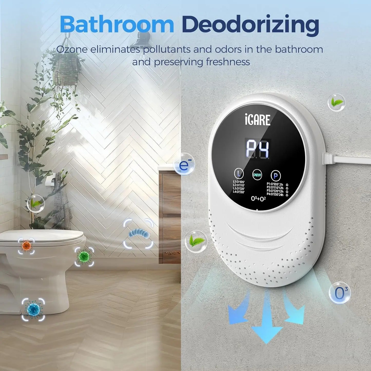 Ozone Odor Eliminator for Strong Smells, Strong Smells with Ionizer for Home Use in Bedroom, Kitchen, Pet Areas