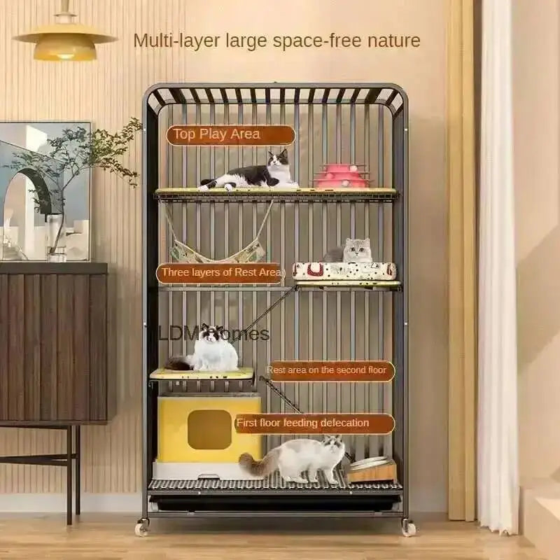 Large Activity Modern Iron Square Tube Mesh Cat Cat Cages Creative Pet Villa Luxury Cat Free House Space House Pet Supplies