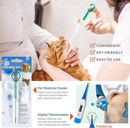 Pet First Aid Kit with Reflective Zipper, Thermometer & Tick Remover - 100 Pieces for Cats and Dogs