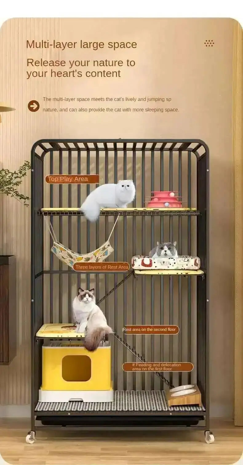 Large Activity Modern Iron Square Tube Mesh Cat Cat Cages Creative Pet Villa Luxury Cat Free House Space House Pet Supplies