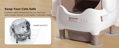 Self Cleaning Automatic Cat Litter Box with APP Control, Odor-Free  Large Waste Bin, Open-Top for Multi Cats