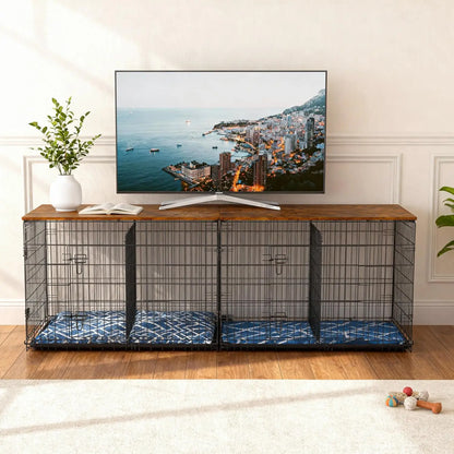 Wooden Dog Crate Topper for 24, 30, 36, 42, 48 Inch Cages - Rustic Brown Countertop Cover (Crate Not Included)