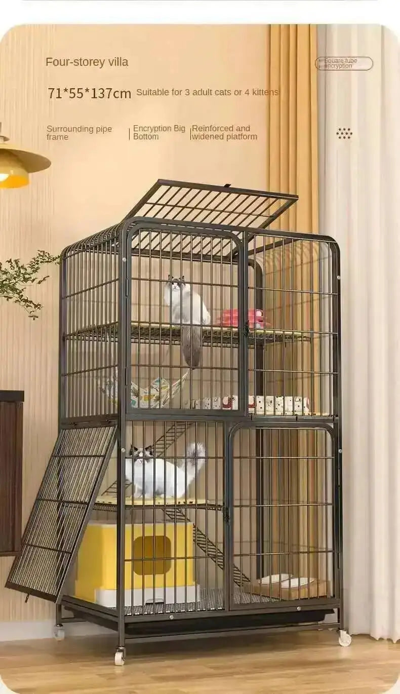 Large Activity Modern Iron Square Tube Mesh Cat Cat Cages Creative Pet Villa Luxury Cat Free House Space House Pet Supplies