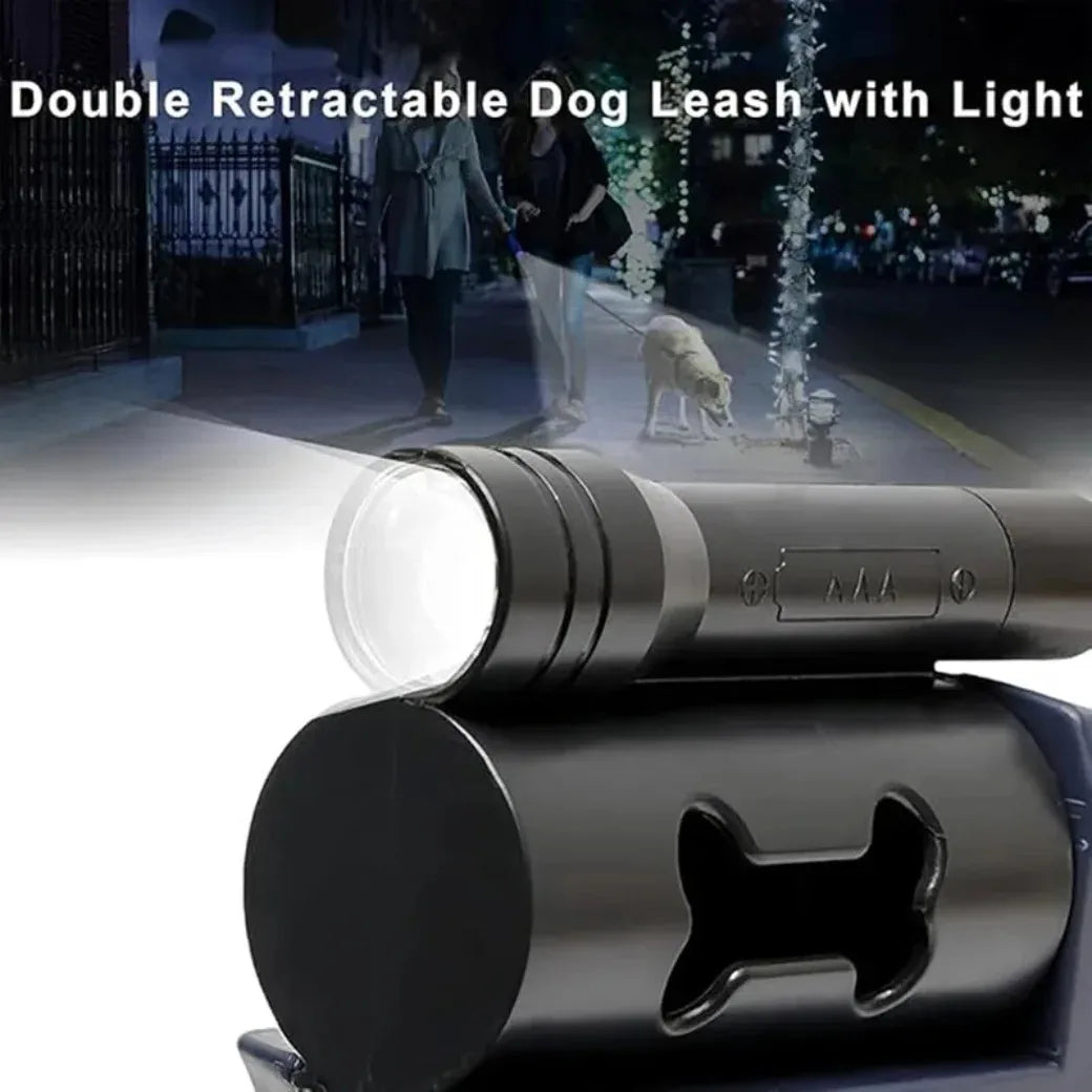 3m Retractable Dog Leash For Small Dogs Reflective Dual Pet Leash Lead 360 Swivel No Tangle Double Dog Walking Leash With Lights