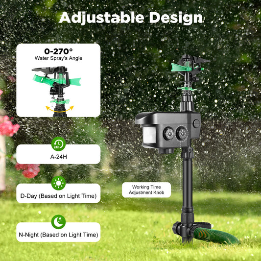 Motion Activated Sprinkler, No-Harm Pet Deterrent  Bird Repellent, Solar Power Motion Sensor 10m Range Animal Deterrent