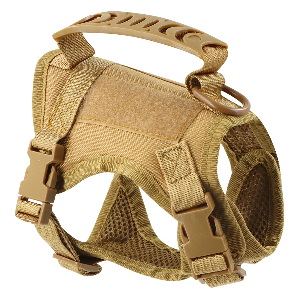 Small Pet Adjustable Military Tactical Harness Vest Leash Set for Walking and Training
