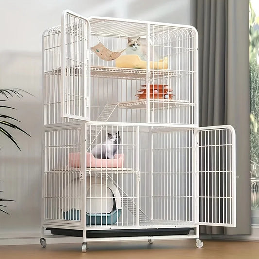 Black Square Tube Dog Cage Extra Large Free Space Pet Cat House Indoor Cat Houses For Small And Medium-Sized Cat Households