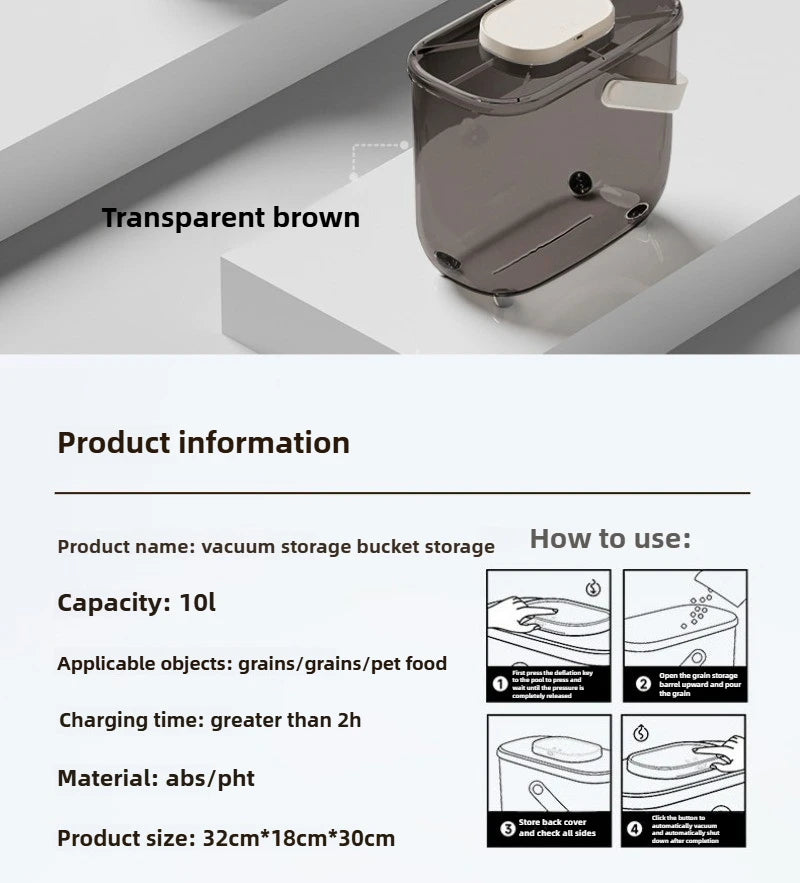 Intelligent Pet Food Container Vacuum 10L Easy Clean Cat Food Storage Moisture-proof and Insect-proof Pet Products Supplies