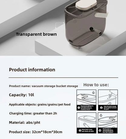 Intelligent Pet Food Container Vacuum 10L Easy Clean Cat Food Storage Moisture-proof and Insect-proof Pet Products Supplies