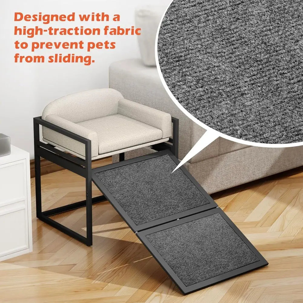 Anti-Slip Dog Stairs for High Beds, Wide Seat Chairs for Small Puppies, Metal Steps for Easy Bed Access, Window Couch for Dogs,