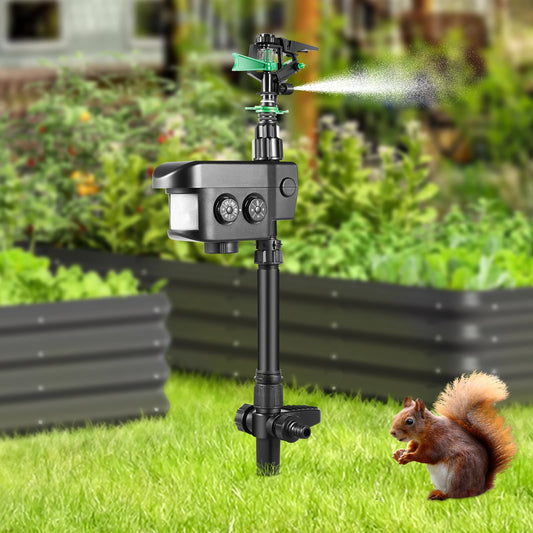 Solar Powered Animal Deterrent Sprinkler Motion Sensor Water Jet for Yard Garden ABS Scarecrow to Repel Pests Deer Cats Birds