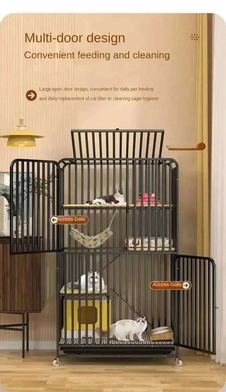Large Activity Modern Iron Square Tube Mesh Cat Cat Cages Creative Pet Villa Luxury Cat Free House Space House Pet Supplies