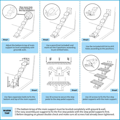 Metal Stringers for Stairs: Steel Deck Stringers with Step Riser and Tread for Indoor and Outdoor Use