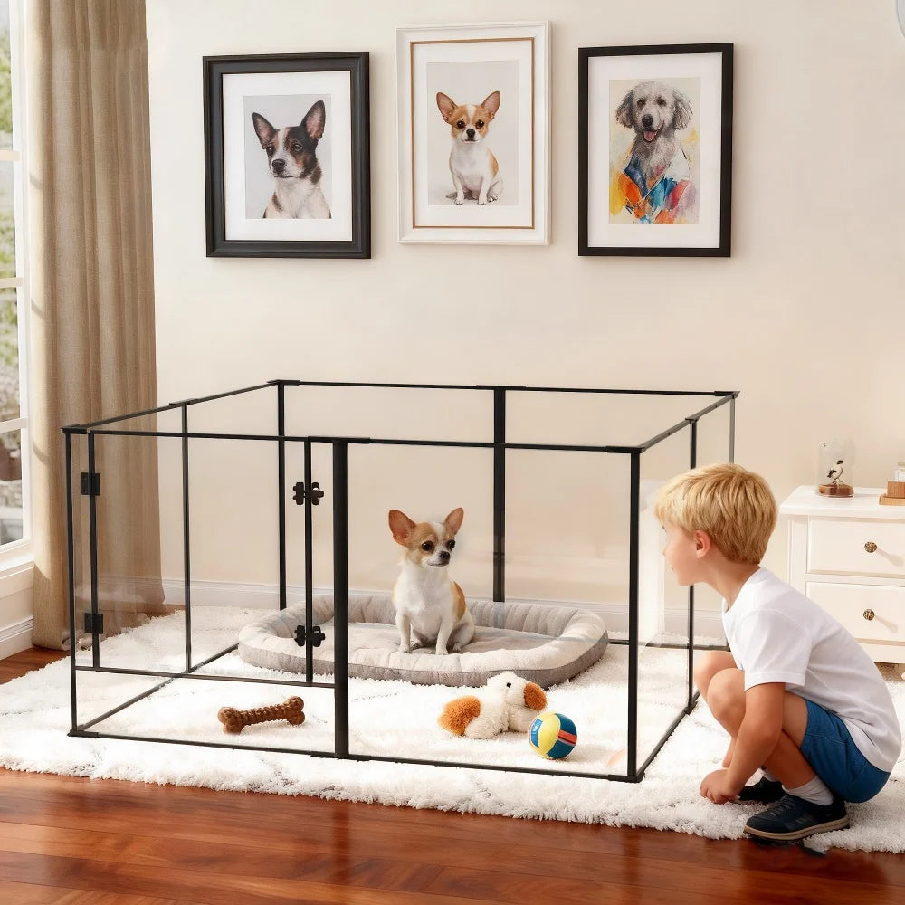 Large Acrylic Indoor Pet Playpen Enclosure Cage Fence Pet Whelping Box Full Visibility