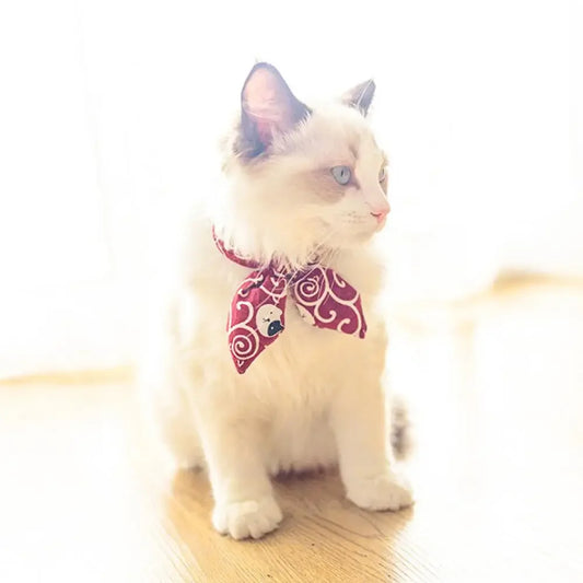 Adjustable Pet Collar Cotton Bandana Scarf Japanese Style Bow Tie
