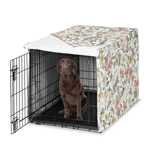 42in. Medium Large Dog Crate Cover Boho Vintage Floral for Girls Pet Cage, Kennel Covers Bohemian, Shabby Chic, Rose, Flower, El
