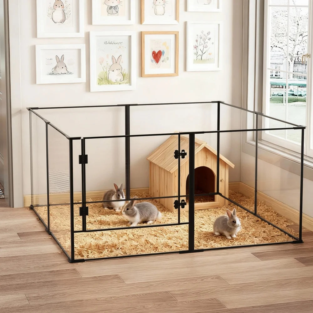 Large Acrylic Indoor Pet Playpen Enclosure Cage Fence Pet Whelping Box Full Visibility