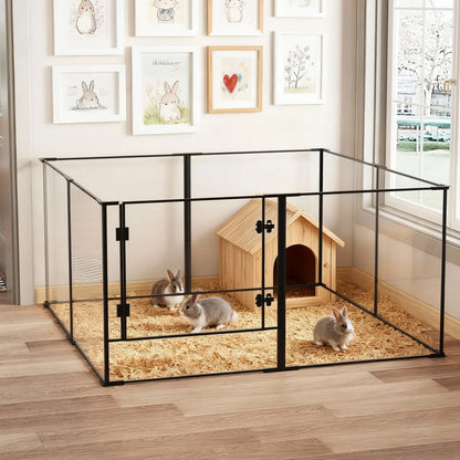 Large Acrylic Indoor Pet Playpen Enclosure Cage Fence Pet Whelping Box Full Visibility