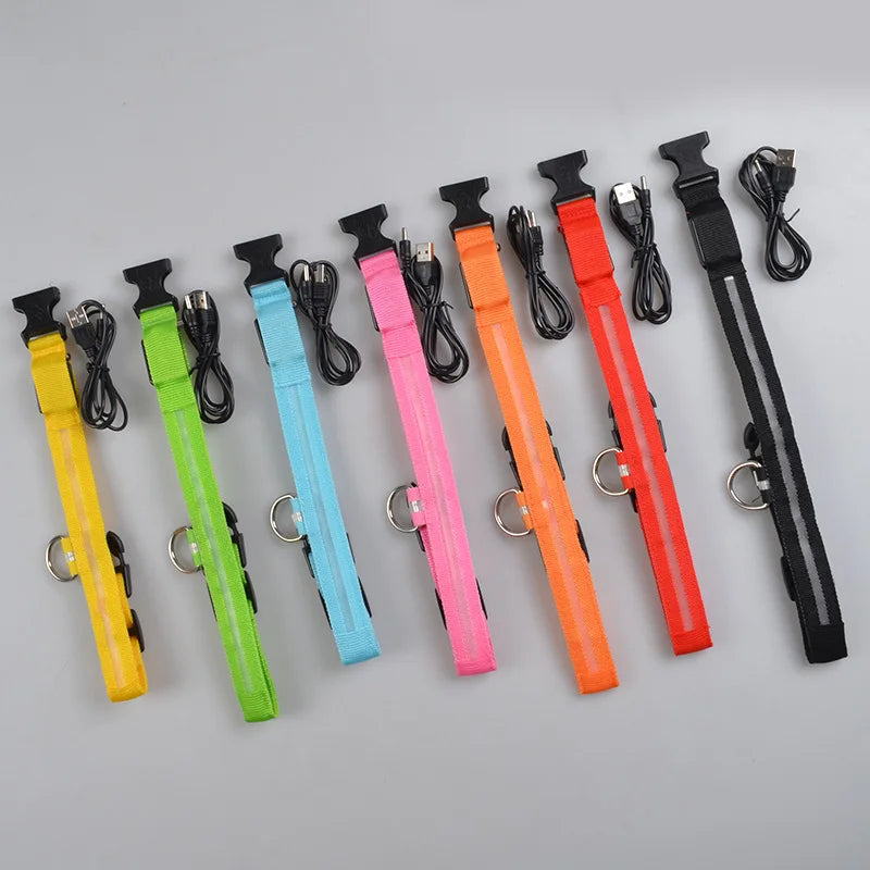 Luminous LED Illuminated collar lights up, flashes, and glows. Collar is comfortable, lightweight, skin-friendly, and stylish. The glowing, flashing, or luminous light makes your pet visible at night or in bad weather conditi
