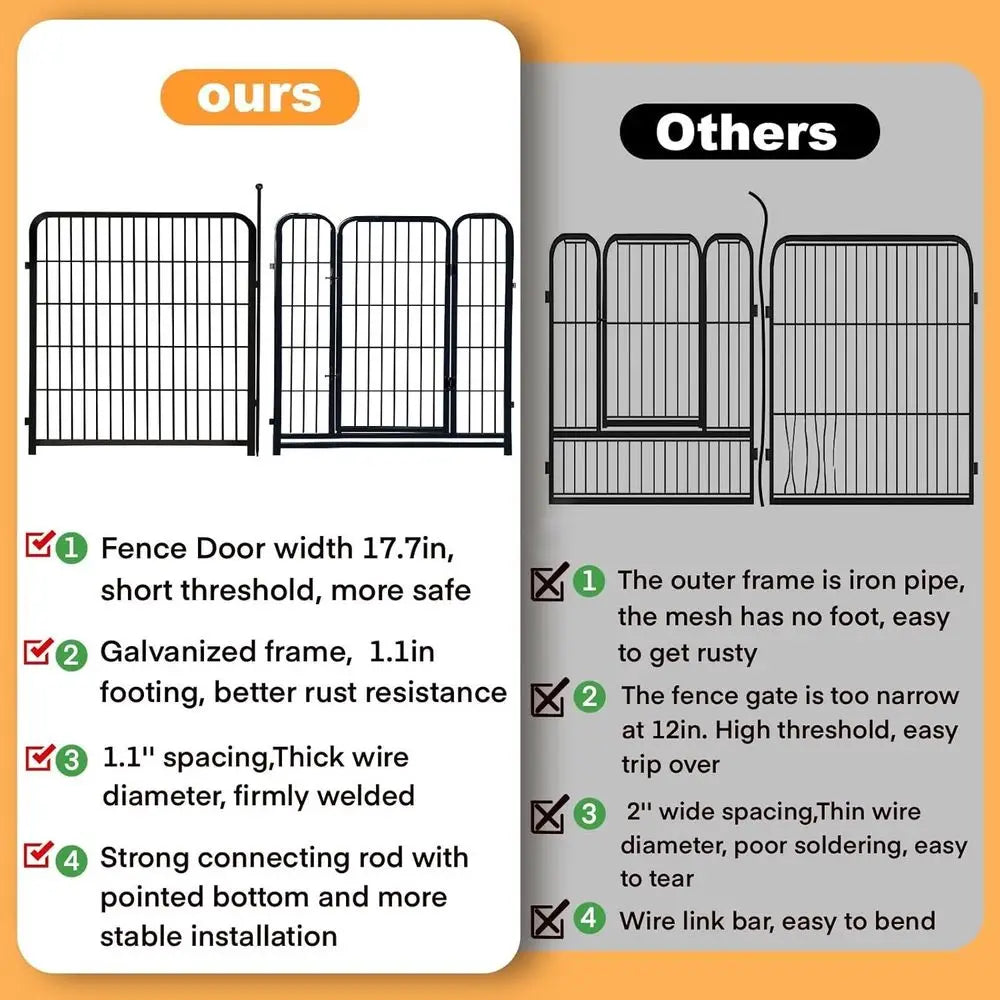 Garden Fence with Gate 48 in(H)×27 in(L) 12 Panels Total 26.6 Ft(L), Heavy Duty Iron Metal Animal Barrier Fence, Flower Bed Fenc