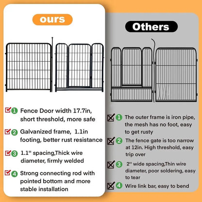 Garden Fence with Gate 48 in(H)×27 in(L) 12 Panels Total 26.6 Ft(L), Heavy Duty Iron Metal Animal Barrier Fence, Flower Bed Fenc