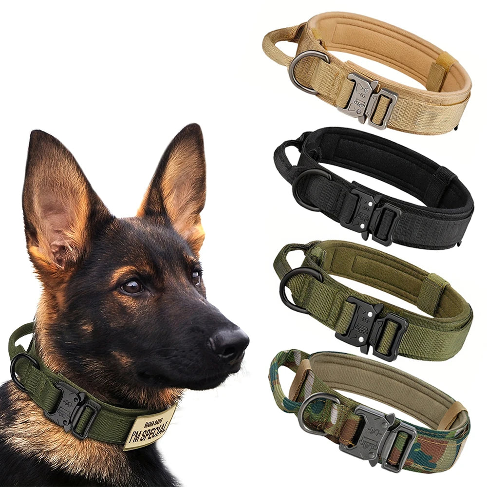 Dog Training Collar Adjustable Tactical Dog Collar and Leash Set Control Handle Pet Lead Collar for Medium and Large Dogs