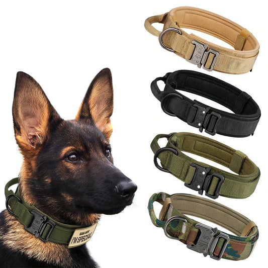 Dog Training Collar Adjustable Tactical Dog Collar and Leash Set Control Handle Pet Lead Collar for Medium and Large Dogs