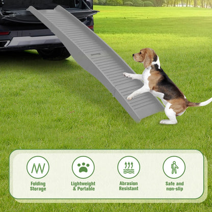 Folding Portable Pet Stair Ramp Non-Slip Rug Surface Dog SUV & Truck Ramp Pet Ramp Stairs for Medium & Large Dogs Get Into A Car
artificial turf is recommended.
4. Foldable with Handle: The foldable car ramp for dogs easily f