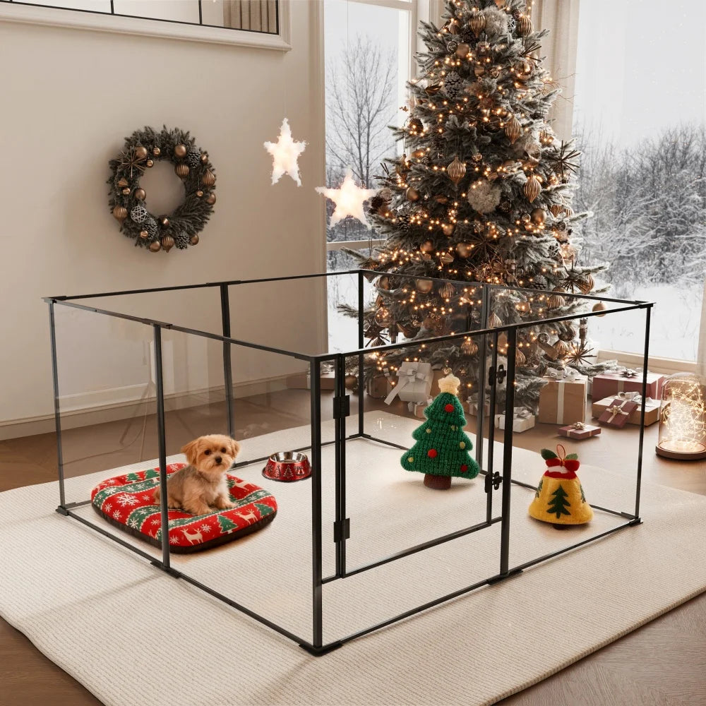 Large Acrylic Indoor Pet Playpen Enclosure Cage Fence Pet Whelping Box Full Visibility