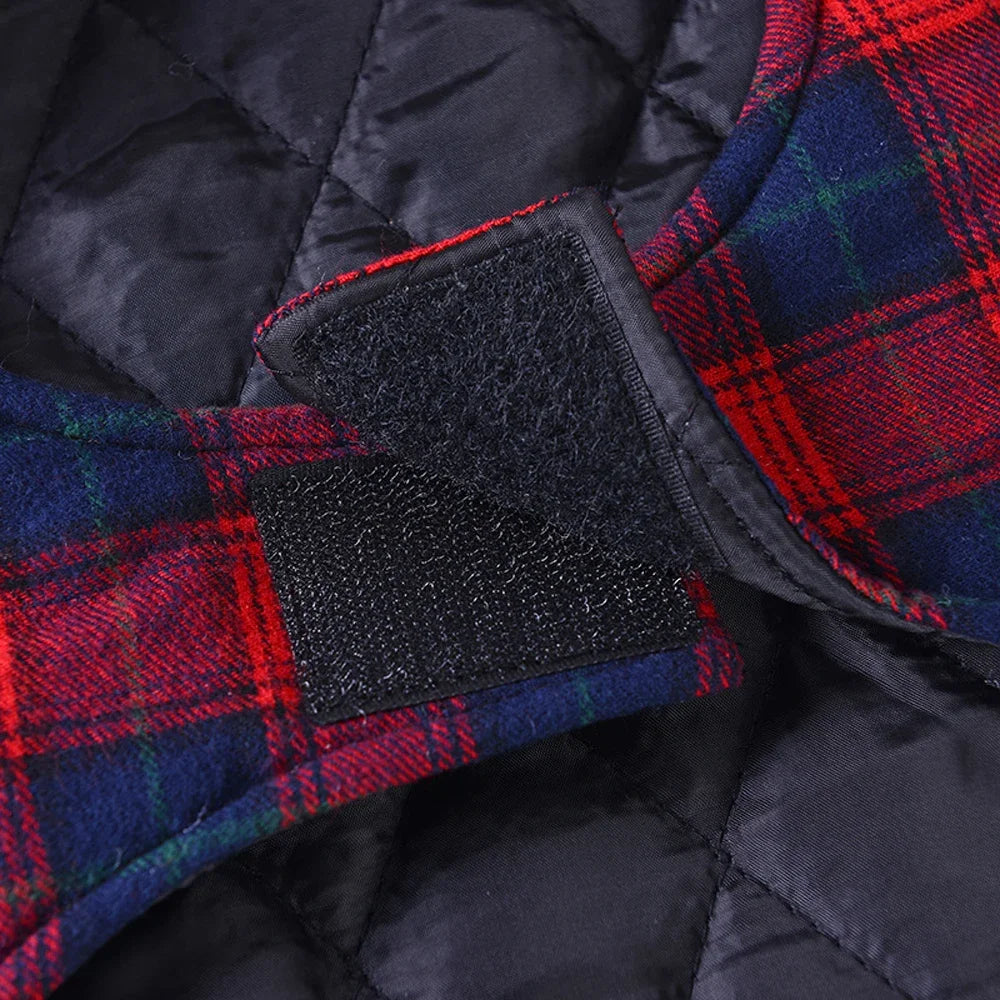 Pet Vest Coat Cotton British Plaid Style Winter Warm