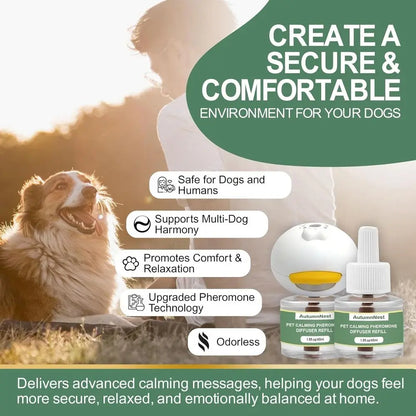 All-in-One Dog Calming Kit: 4 Aroma Diffusers + 10 48ml Pheromone Refills for Anxiety, Barking, Stress Relief