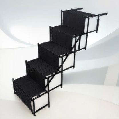 5 Steps Foldable Portable Dog Steps with Nonslip Surface Dog Car Ramp for Large Dog Support Up To 150 Lbs. for Cars and SUV Truck