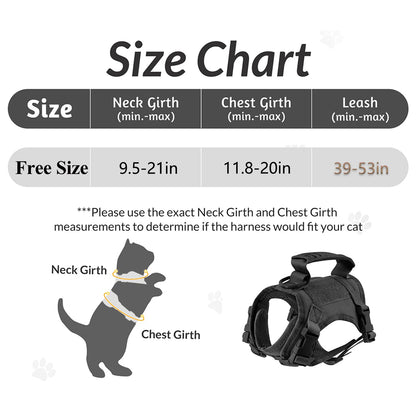 Small Pet Adjustable Military Tactical Harness Vest Leash Set for Walking and Training