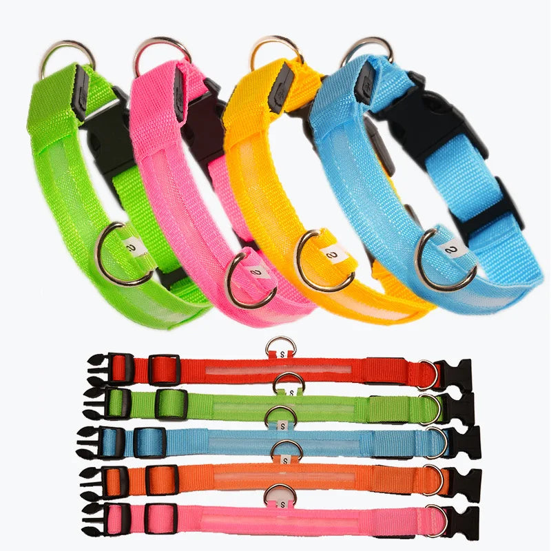 Luminous LED Illuminated collar lights up, flashes, and glows. Collar is comfortable, lightweight, skin-friendly, and stylish. The glowing, flashing, or luminous light makes your pet visible at night or in bad weather conditi