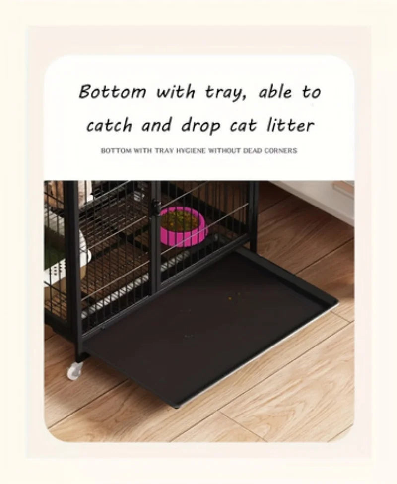 Black Square Tube Dog Cage Extra Large Free Space Pet Cat House Indoor Cat Houses For Small And Medium-Sized Cat Households