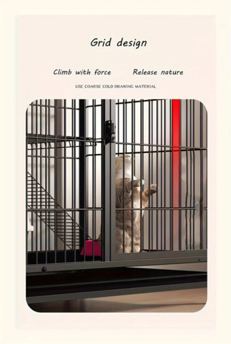 Black Square Tube Dog Cage Extra Large Free Space Pet Cat House Indoor Cat Houses For Small And Medium-Sized Cat Households