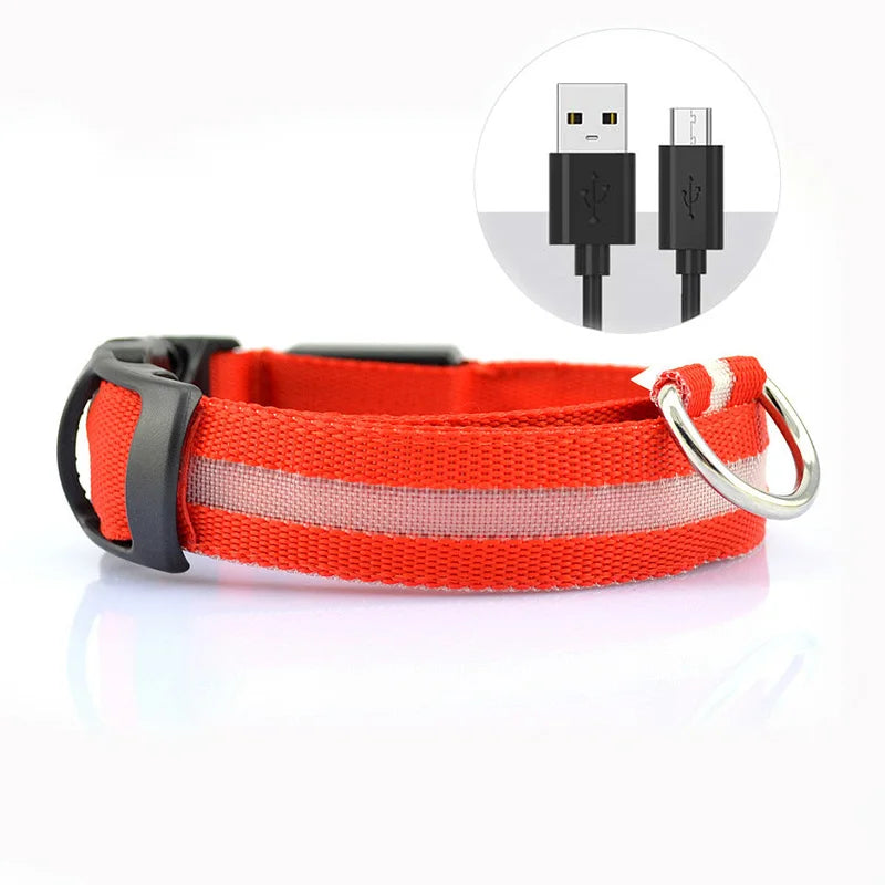 Luminous LED Illuminated collar lights up, flashes, and glows. Collar is comfortable, lightweight, skin-friendly, and stylish. The glowing, flashing, or luminous light makes your pet visible at night or in bad weather conditi