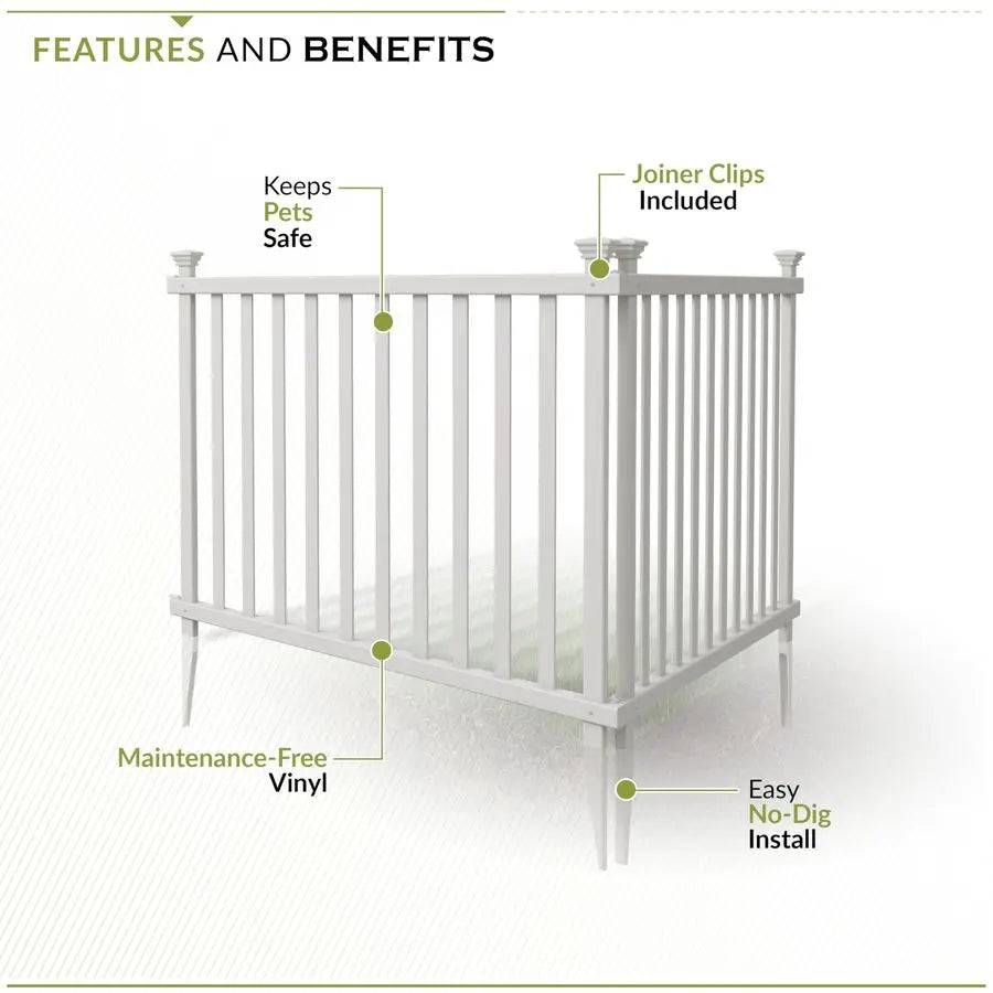 No Dig Zippity Baskenridge Temporary Vinyl Panel Fencing Kit for Yard.