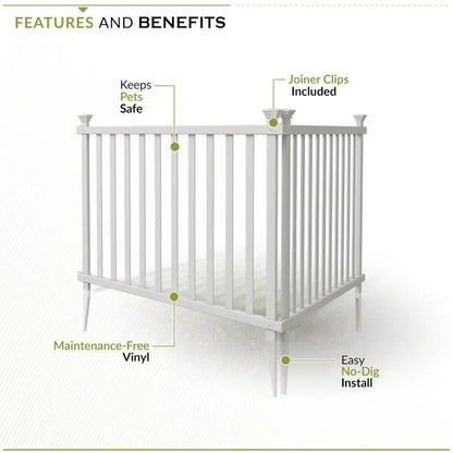 No Dig Zippity Baskenridge Temporary Vinyl Panel Fencing Kit for Yard.