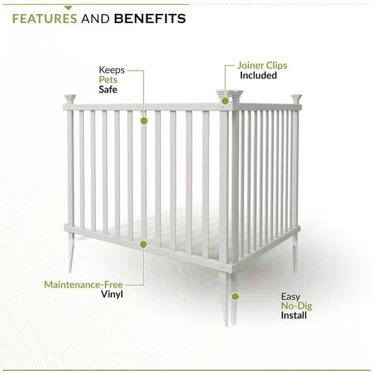 No Dig Zippity Baskenridge Temporary Vinyl Panel Fencing Kit for Yard.